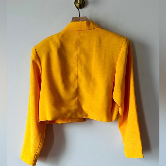 Sunny Golden Yellow Cropped Vintage Blazer By Idee Mode Size 9 - Picture 5 of 7